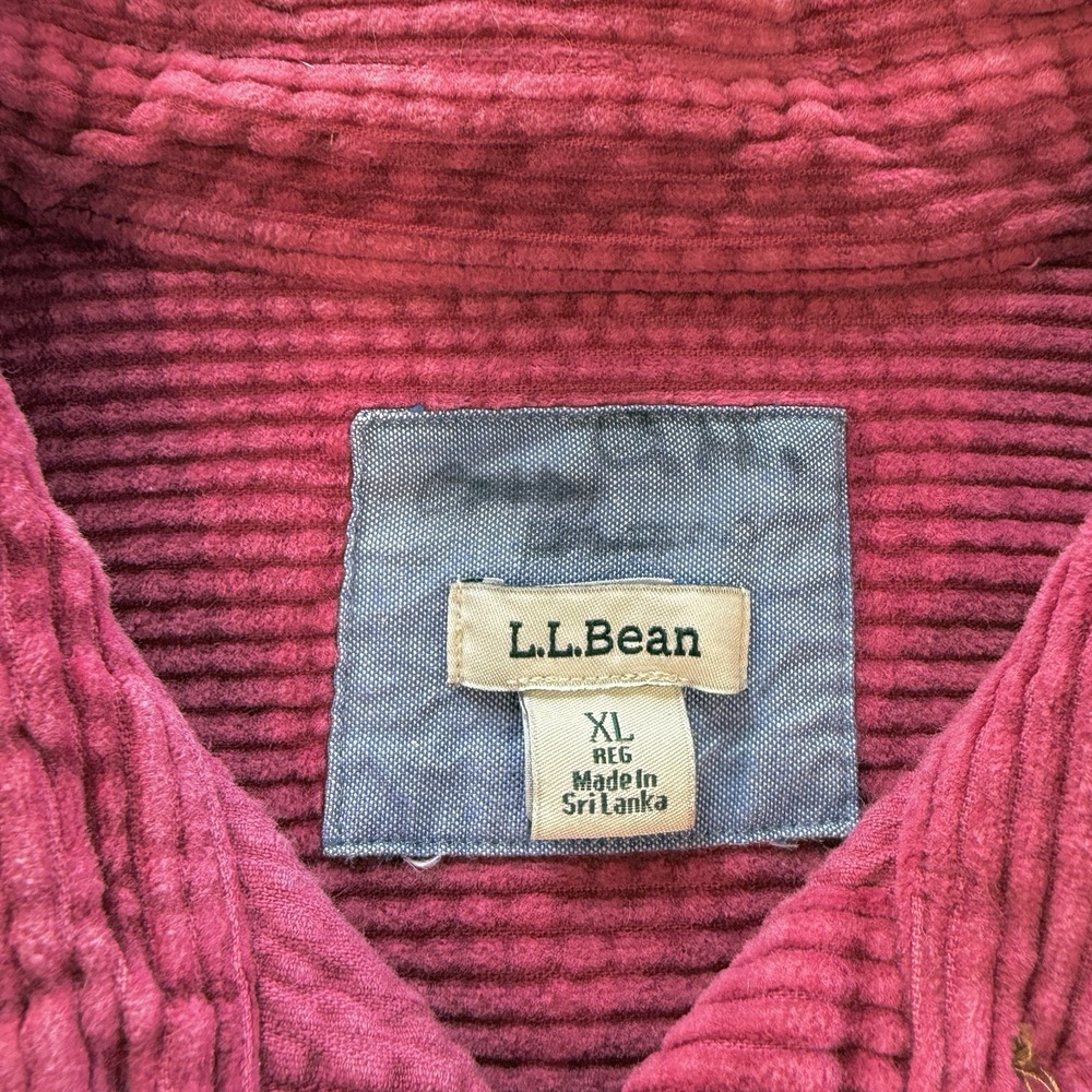 LL Bean Berry Pink Comfort Corduroy Relaxed Button Shirt Shacket Pockets Size XL - Picture 11 of 12